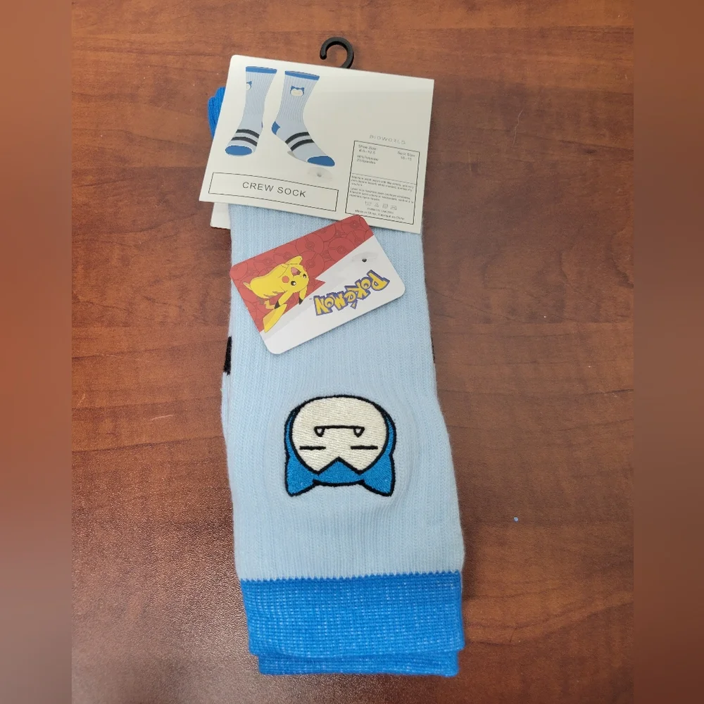 Pokemon Mens Blue Snorlax Crew Socks 1 Pair Nwt